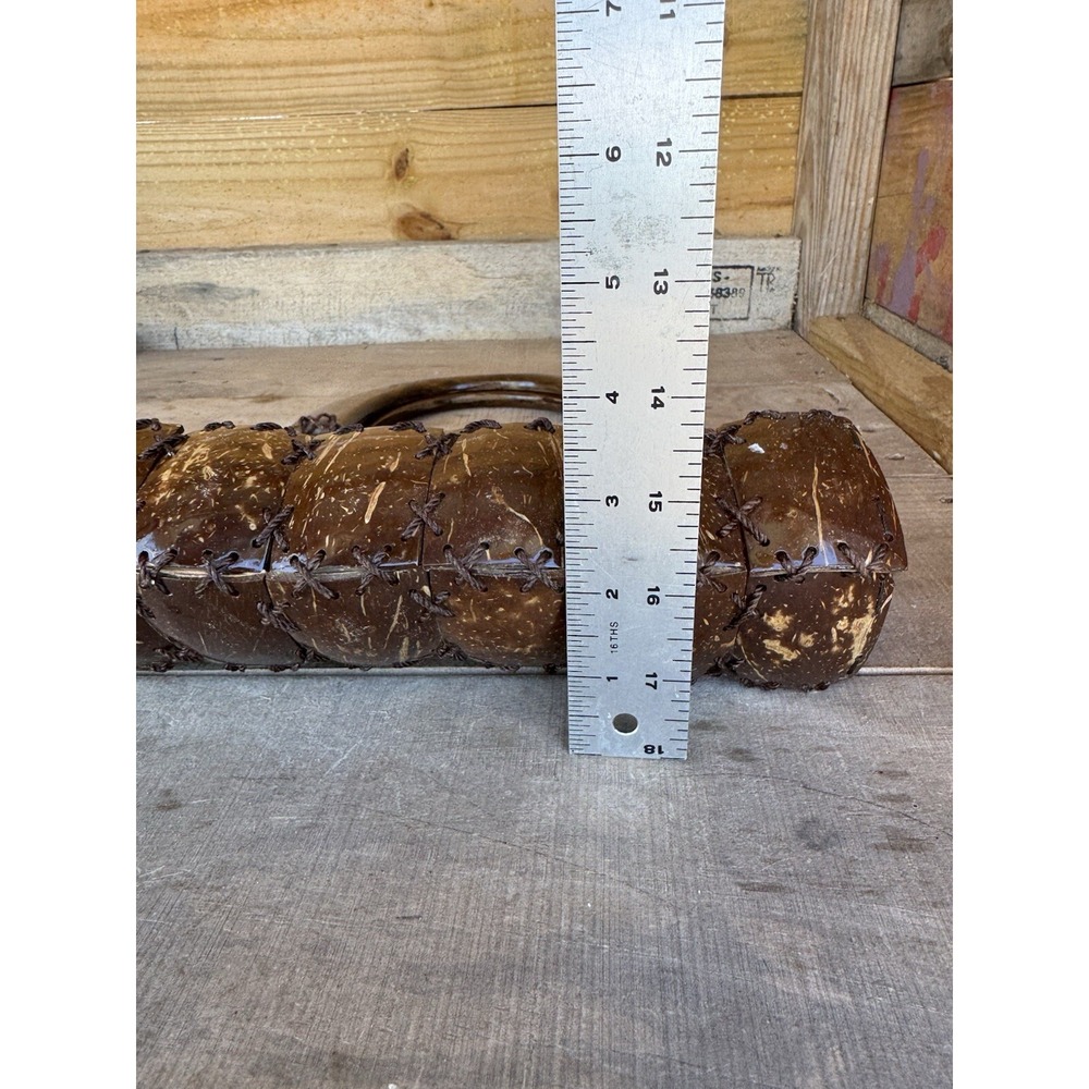 Handmade Coconut Shell Shiny Paint lacquer finish Handbag Purse w/wooden‎ handle - Picture 16 of 16